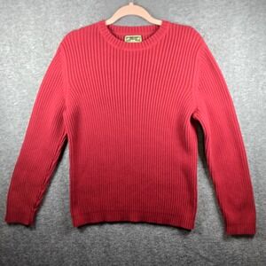 Vintage Eddie Bauer Men S Red Ribbed Pullover Sweater Heavyweight Fisherman Crew